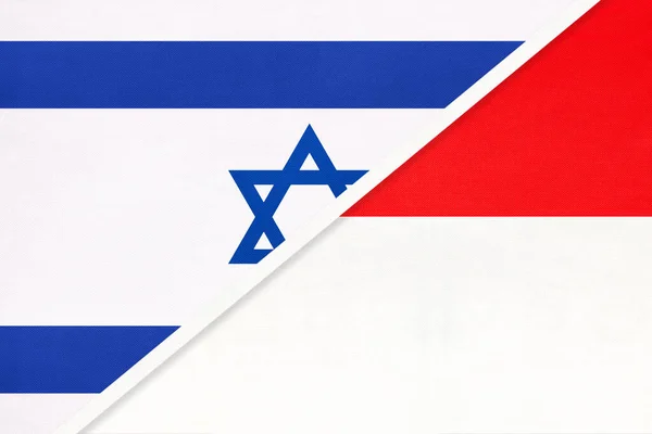 Israel Indonésia Bandeiras Nacionais Têxteis Relacionamento Parceria Jogo Entre Dois — Fotografia de Stock