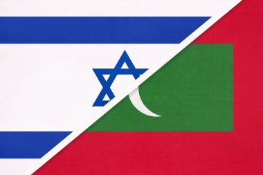 İsrail ve Maldivler, tekstil ulusal bayrakları. İki ülke arasındaki ilişki, ortaklık ve uyum.