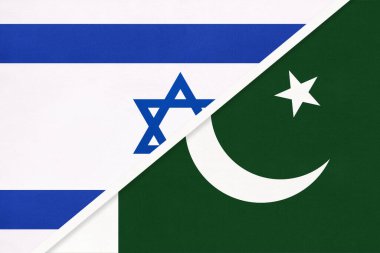 İsrail ve Pakistan, tekstil ulusal bayrakları. İki ülke arasındaki ilişki, ortaklık ve uyum.