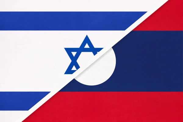 Israel Laos Bandeiras Nacionais Têxteis Relacionamento Parceria Jogo Entre Dois — Fotografia de Stock