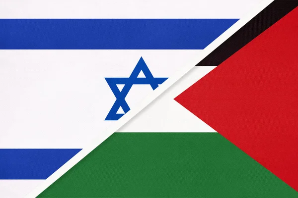Ізраїль Палестина Державні Прапори Текстилю Відносини Партнерство Співпраця Між Двома — стокове фото