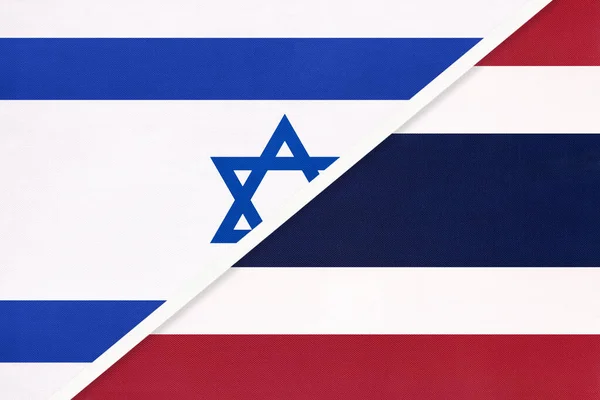 イスラエルとタイまたはサイアム 繊維から国旗 二国間の関係 パートナーシップ及び一致 — ストック写真