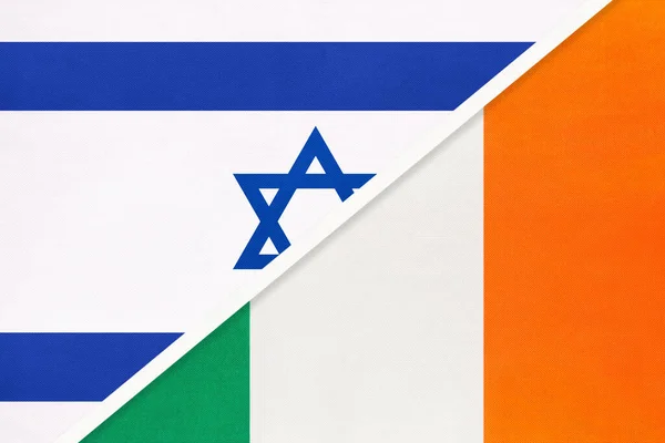 Israel Irlanda Bandeiras Nacionais Têxteis Relacionamento Parceria Jogo Entre Dois — Fotografia de Stock