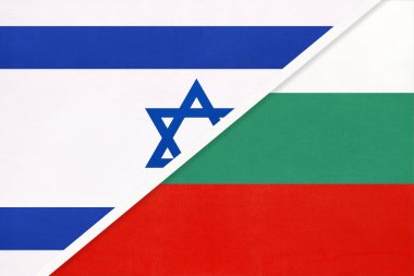 İsrail ve Bulgaristan, tekstil ulusal bayrakları. İki ülke arasındaki ilişki, ortaklık ve uyum.