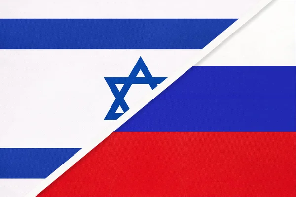 Israel Rússia Federação Russa Bandeiras Nacionais Têxteis Relacionamento Parceria Jogo — Fotografia de Stock