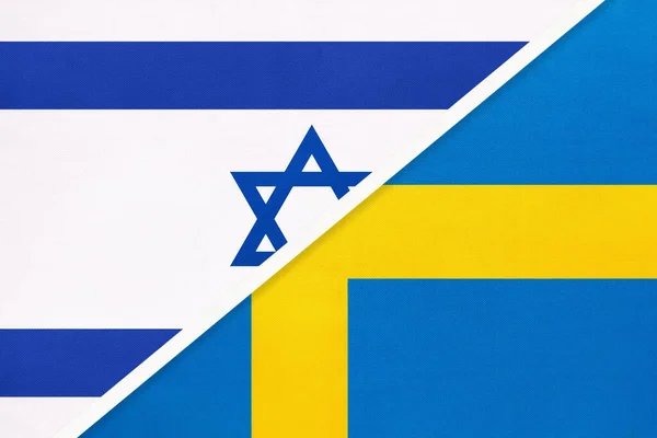 Israel Suécia Bandeiras Nacionais Têxteis Relacionamento Parceria Jogo Entre Dois — Fotografia de Stock