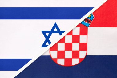 İsrail ve Hırvatistan, tekstil ulusal bayrakları. İki ülke arasındaki ilişki, ortaklık ve uyum.