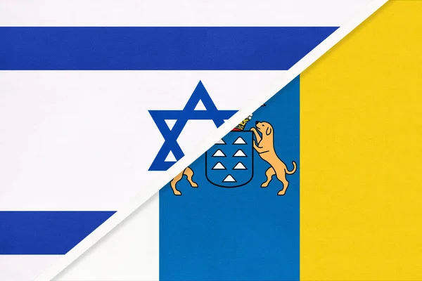 Israel Ilhas Canárias Bandeiras Nacionais Têxteis Relacionamento Parceria Jogo Entre — Fotografia de Stock