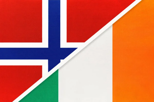 Norsko Irsko Národní Vlajky Textilu Vztah Partnerství Zápas Mezi Dvěma — Stock fotografie