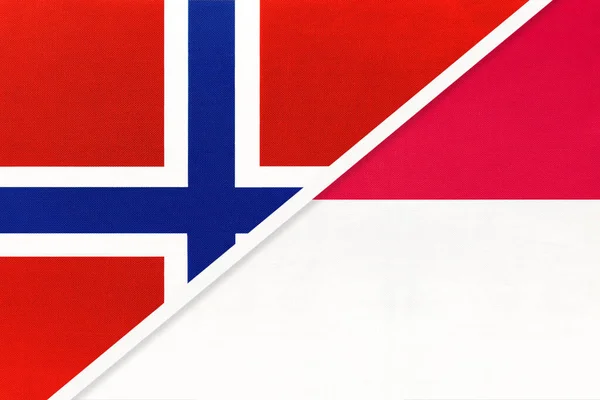 Norsko Monako Národní Vlajky Textilu Vztah Partnerství Zápas Mezi Dvěma — Stock fotografie