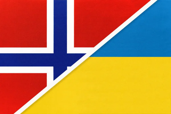 Noruega Ucrania Banderas Nacionales Textiles Relación Asociación Correspondencia Entre Dos —  Fotos de Stock