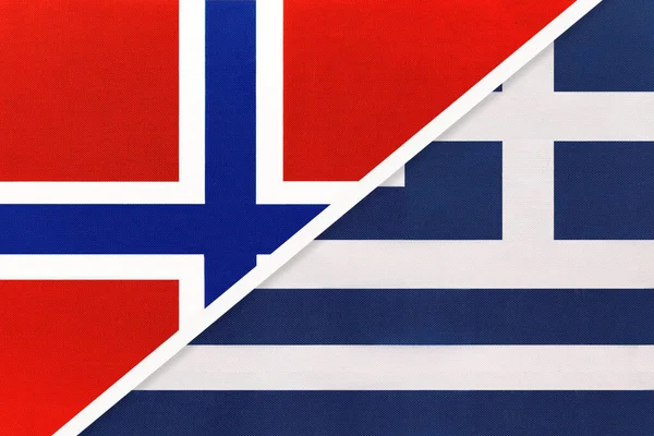 Norway Greece Hellenic Republic National Flags Textile Relationship Partnership Match — Stock fotografie