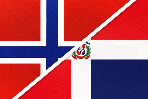 Norway Dominican Republic National Flags Textile Relationship Partnership Match Two — Stockfoto