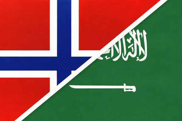 Noruega Arabia Saudita Banderas Nacionales Textiles Relación Asociación Correspondencia Entre —  Fotos de Stock