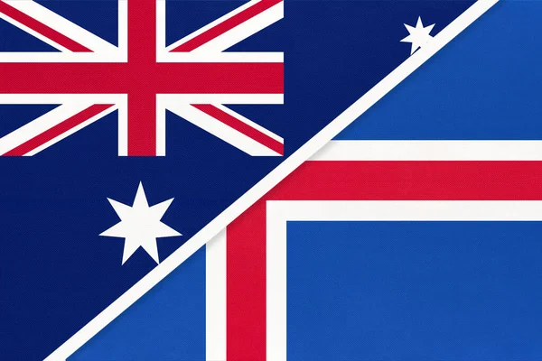 Australia Islandia Flagi Narodowe Tekstyliów Stosunki Partnerstwo Dopasowanie Między Dwoma — Zdjęcie stockowe