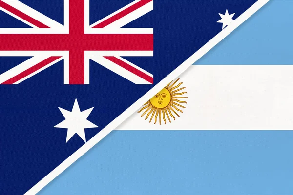 Australien Und Argentinien Oder Argentinische Republik Nationalflaggen Aus Textil Beziehung — Stockfoto