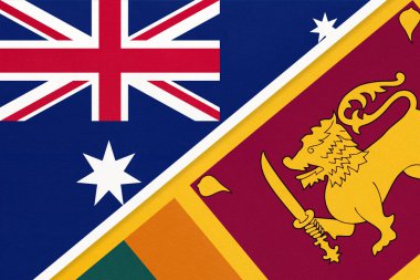 Avustralya ve Sri Lanka, tekstil ulusal bayrakları. İki ülke arasındaki ilişki, ortaklık ve uyum.