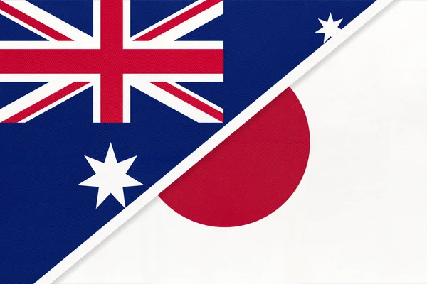 Australie Japon Drapeaux Nationaux Textile Relations Partenariat Appariement Entre Deux — Photo