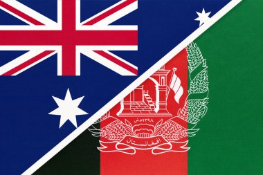 Avustralya ve Afganistan, tekstil ulusal bayrakları. İki ülke arasındaki ilişki, ortaklık ve uyum.