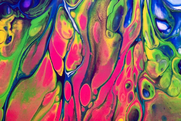 摘要液体或液体艺术背景为蓝色 绿色和紫色 画布上有洋红色渐变和水花的丙烯酸绘画 有波浪图案的水彩背景 — 图库照片