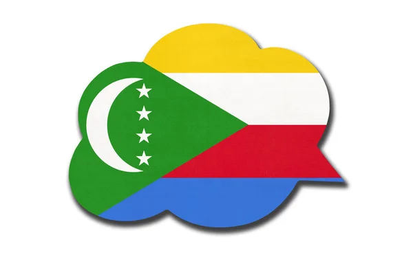 Bolla Discorso Con Bandiera Nazionale Comoriana Isolato Sfondo Bianco Parla — Foto Stock