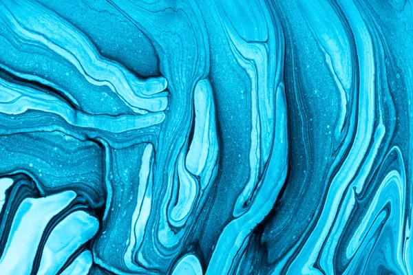 Abstract Fluid Art Background Light Blue Black Colors Liquid Marble — Φωτογραφία Αρχείου