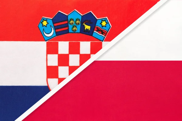 Croacia Polonia Símbolo Del País Banderas Nacionales Croata Polaca — Foto de Stock