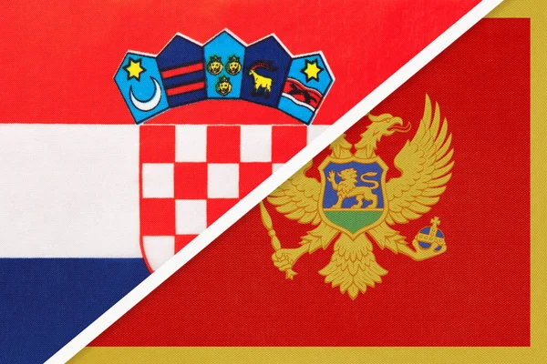 Croacia Montenegro Símbolo Del País Banderas Nacionales Croata Montenegrina — Foto de Stock