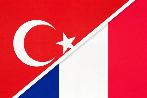 Turkey and France, symbol of country. Turkish vs French national flags.