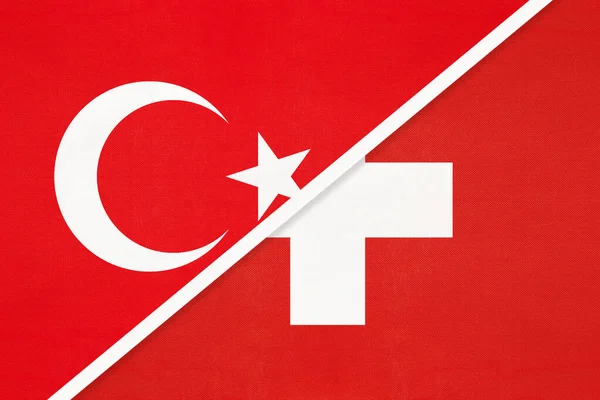 Turkey and Switzerland, symbol of country. Turkish vs Swiss national flags.