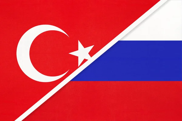 Турция Россия Российская Федерация Символ Страны Флаги Турции России — стоковое фото
