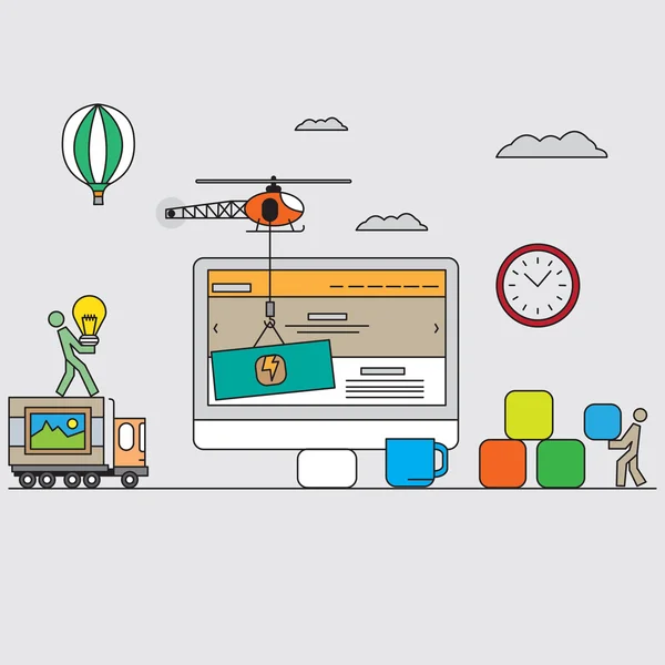 Web ve mobil siteleri düz tasarım kavramları kümesi.