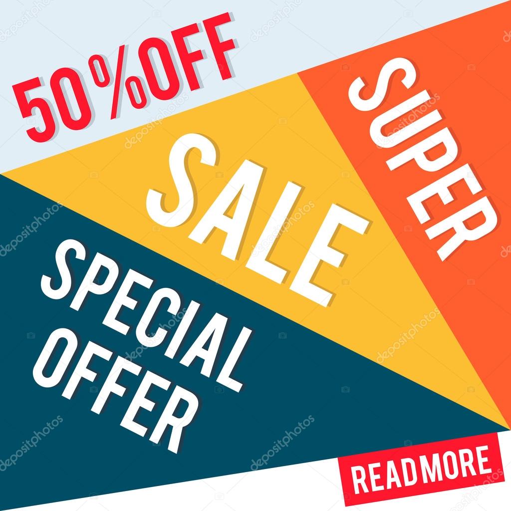 Super Sale shining banner on colorful background. 