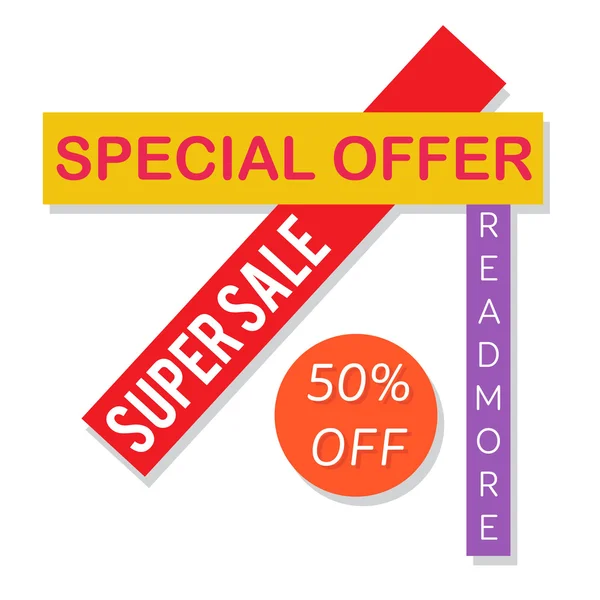 Banner de papel Super Sale. 50% de descuento . — Vector de stock