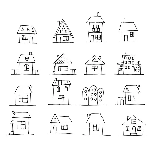 Hand drawn house set. — Stock Vector