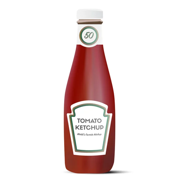 Botella tradicional de ketchup de tomate de vidrio . — Archivo Imágenes Vectoriales