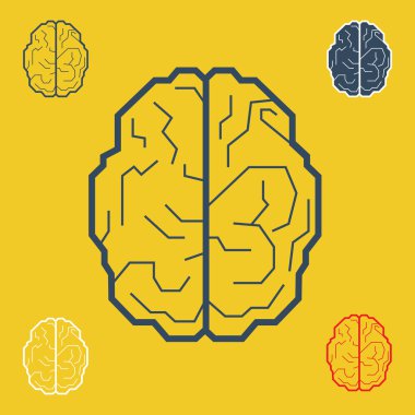 İnsan beyni logo koymak arıyor düz soyut.