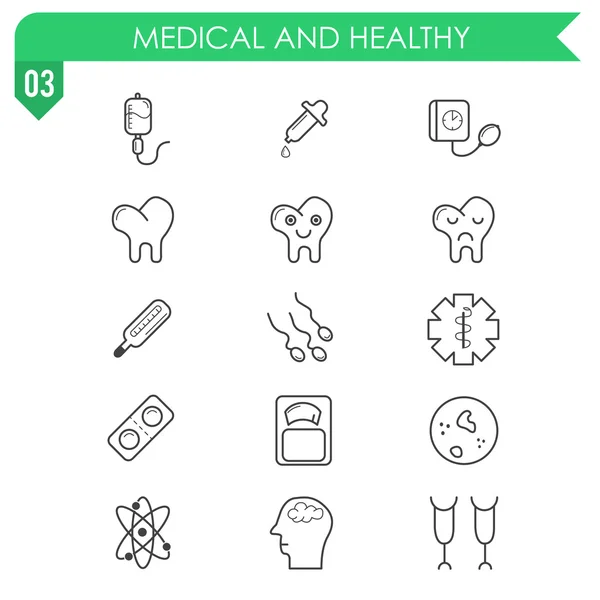 Ensemble d'icônes médicales et saines sur fond blanc . — Image vectorielle
