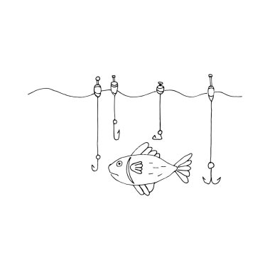 Büyük balık ile stilize simge çubuk yakaladı. 