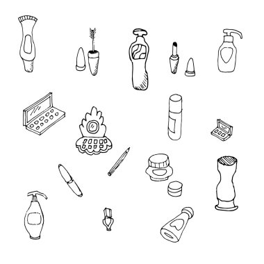 Makyaj, kozmetik skeçler topluluğu.