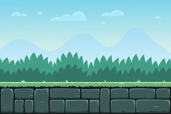 Paisaje de la naturaleza de dibujos animados para fondo juego . — Vector de stock