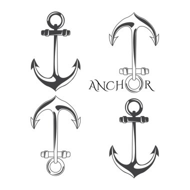 Anchor symbols set in vector illustration. clipart