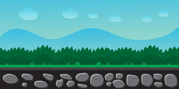 Paisaje natural, fondo para juegos, árboles, montañas . — Vector de stock