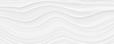 Beyaz zemin 3 boyutlu, muhteşem bir soyut dizayn ile dalga elementleri, modern duvar kağıdı tarzında çizgilerin dokusu. Düğün töreni ya da iş sunumu için açık gri şablon.