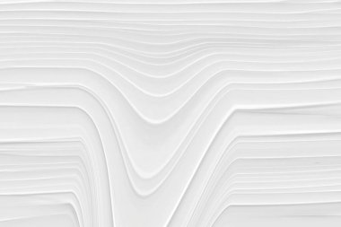 Beyaz zemin 3 boyutlu, muhteşem bir soyut dizayn ile dalga elementleri, modern duvar kağıdı tarzında çizgilerin dokusu. Düğün töreni ya da iş sunumu için açık gri şablon.