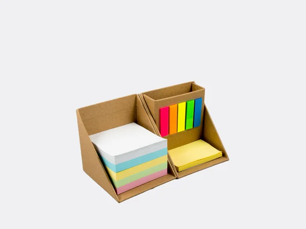 Papel de nota de cor em conjunto de caixa de papel — Fotografia de Stock
