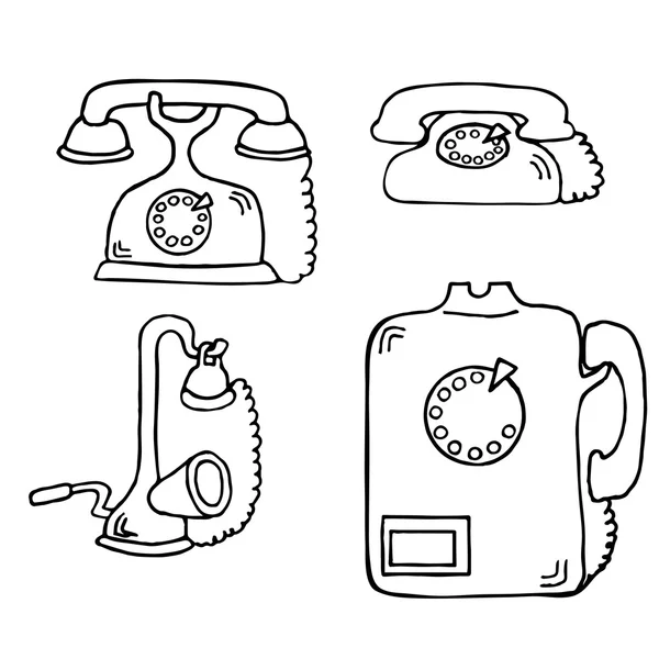 Die Reihe von Vektor-Vintage-Telefonen. — Stockvektor