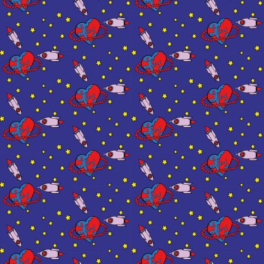 Dünya kalp ve roketler ile kalp şeklinde.