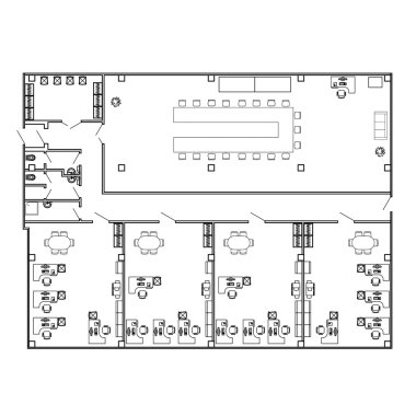 Modern ofis iç mobilya ile. Vektör kat planı planı. Mimari arka plan.