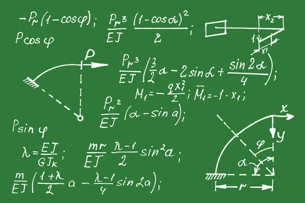 Equações geométricas no quadro da escola. Ilustração vetorial desenhada à mão . —  Vetores de Stock